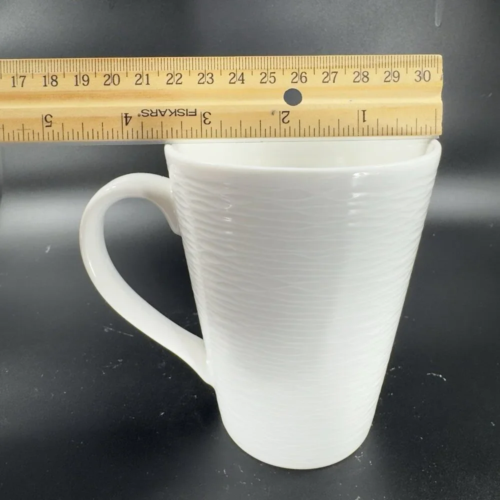Noritake Colorscapes White‎ Wow Swirl Coffee Mug Cup Ceramic Set Of 2 Indonesia